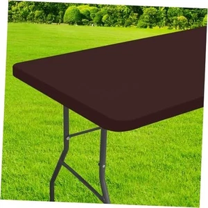 Rectangle Table Cloth Cover, Waterproof Polyester Elastic 30" x 48" Coffee - Picture 1 of 7