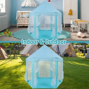 Blue Princess Castle Play Tent Kids Girls Indoor/Outdoor Playhouse House Gift - Picture 1 of 22