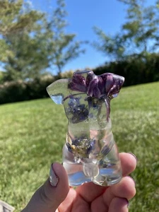 Male Bust Resin Statue With Dried Purple Sage And Flower Petals - Picture 1 of 11