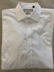THOMAS PINK Classic Fit French Cuff Spread Collar Shirt in White Size 17 $175