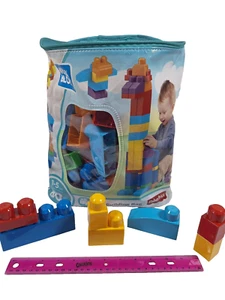 New Fisher Price Toy Blocks 80 pi Big Blue Building Bag with Storage 1-5 Yr - Picture 1 of 8