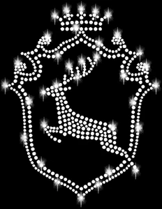 XL STRASSSTEINE APPLIKATION HIRSCH GEWEIH KRONE BÜGELBILD HOTFIX OKTOBERFEST NEU - Picture 1 of 3