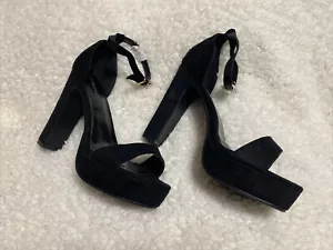 Boohoo Womens Clara Skyscraper Platform Two Part Black Vegan Suede Heel Size: 8 - Picture 1 of 5