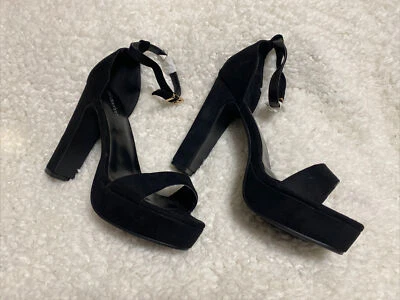 Boohoo Mujer Clara Rascacielos Plataforma Dos Partes Negro Vegano Gamuza Tacón Talla: 8 Foto 1 de 4