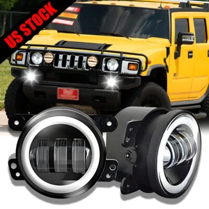 Pair Bumper LED Fog Lights Passing Lamp DRL Angel Eyes for 2003-2009 Hummer H2 - Picture 1 of 17