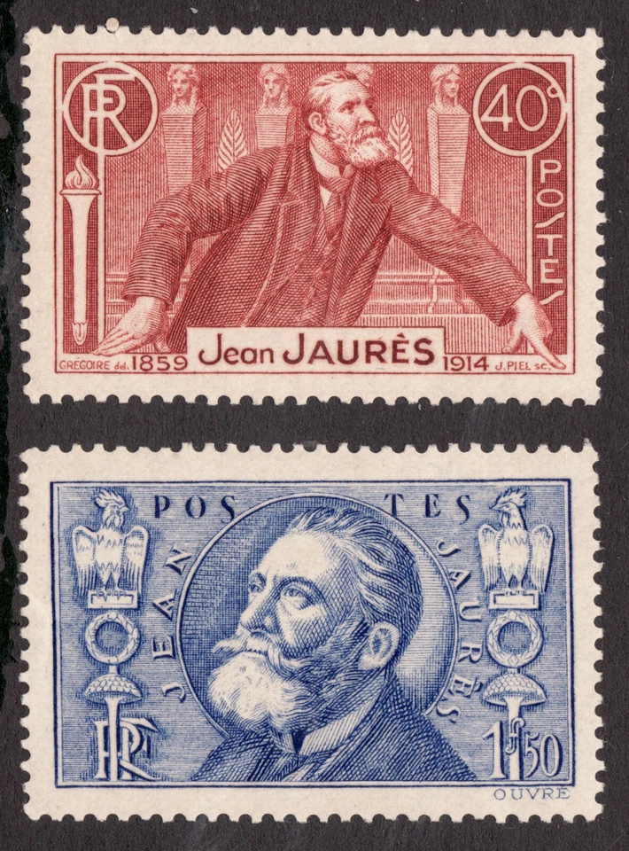 1936 France Sc# 313-14 - Jean Jaures - A French socialist leader - MLH Cv$17 - Image 1 of 1