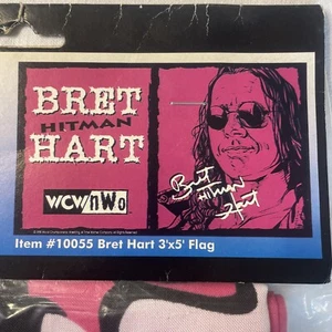 New Vintage 1998 Man Cave Bret The Hitman Hart WCW NWO Wrestling 3x5 Flag - Picture 1 of 7