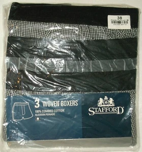STAFFORD BOXERS BOXER SHORTS 3 PACK 100% COMBED COTTON MEN'S 38 WAIST GRAYS NEW - Picture 1 of 6