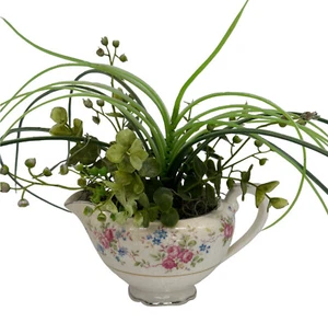 Small Artificial Greens In Vintage Cannonsburg Floral Sugar Bowl 10” x 9” x 9” - Picture 1 of 10
