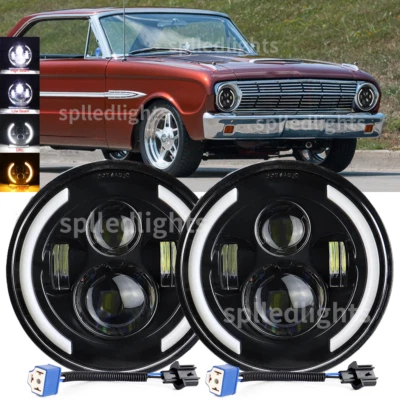 Fit Ford Fairlane Falcon 7" Round Projector Hi/Lo Sealed Beam Led Headlight Bulb - Image 1 of 4