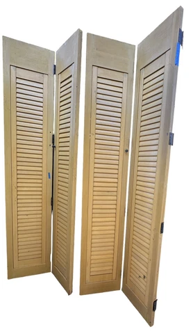 Architectural Salvage Hardwood Plantation Louvered Shutters Four 4 110 in tall Cover