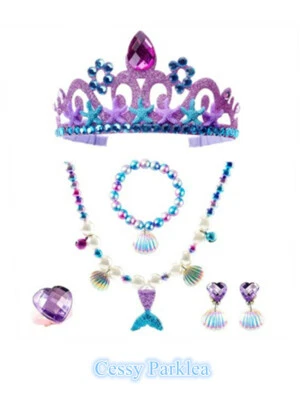 SN-B1-3 Girls Princess Mermaid Gem Rhinestone Crystal Jewelry Set Tiara & More - image 1 of 4