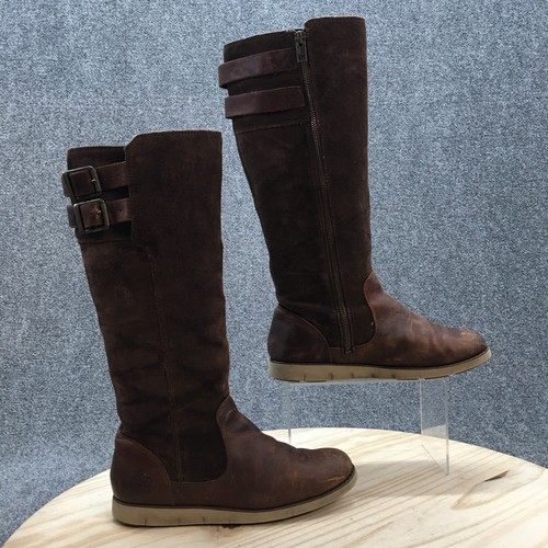 Stivali Timberland da donna 6 5 Sensorflex ginocchio alti A1KFW marroni in pelle cerniera laterale