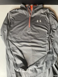 Under Armour Run Med grau/orange Reißverschluss Pullover - Bild 1 von 5