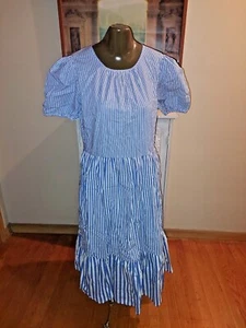 Girls NWT $118 J.Crew Blue & White striped Tiered Maxi Dress Ruffle Trim sz 12 - Picture 1 of 3