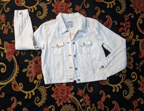 OFF WHITE Giacca Jean con Bottone Oldy Navyco Biancoggermente Off Legger Effett Junio