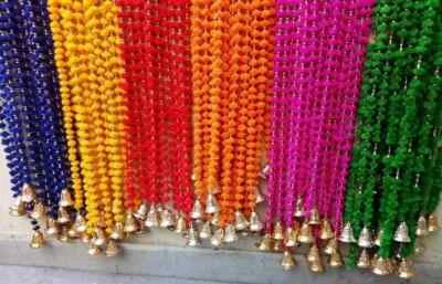 100 PC Multicolor Indian pom pom Christmas Wedding Decoration Mehndi functions - Image 1 of 4