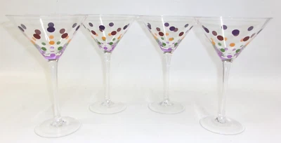 Set of 4 Pampered Chef Simple Additions Polka Dot Martini Glasses EUC - Image 1 of 2