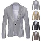 Stylish Men's Casual Button Blazer Slim Fit Suit Jacket Coat Business Dress Top