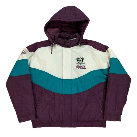 VTG Apex One Boys NHL Hockey Mighty Ducks Color Block Puffer Jacket Youth Size L Cover