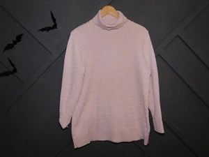 Suéter tejido con cable Lands End para mujer L 14-16 rosa capucha cuello alto - Imagen 1 de 7