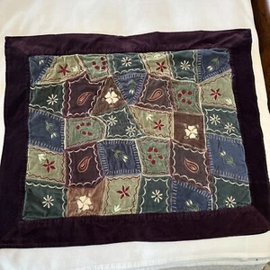 Vintage Patchwork Bohemian Cotton Velour Rectangle Size 29.5x24” Bundle With 2 - Picture 1 of 14