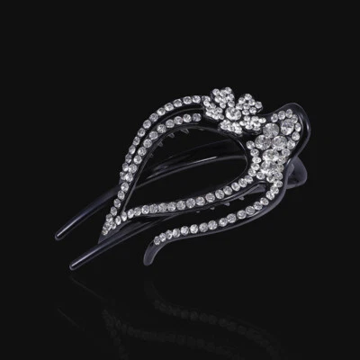Horquilla de diamantes de imitación para mujeres flor pico de pato clip retro garras de pelo agarre accesorio↔ Foto 1 de 4