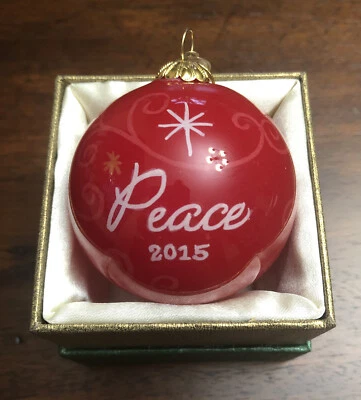 Pier 1 Li Bien Adorno de Navidad PAZ Bola Roja Paloma Blanca 2015 con Caja Foto 1 de 4