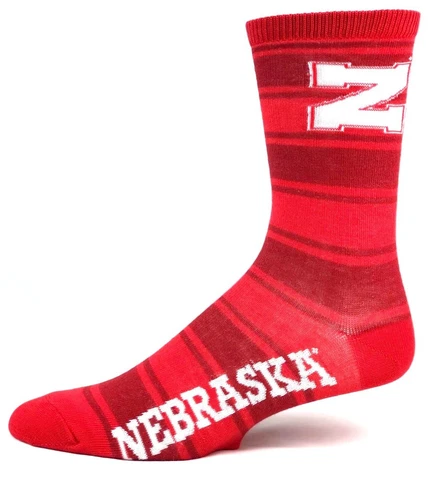 Nebraska Cornhuskers NCAA Shades of Red Striped Crew Socks Cover