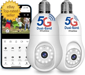 4MP Bulb Security Camera 5G& 2.4Ghz, 360°2K Security Cameras Wireless Outdoor In - Picture 1 of 9