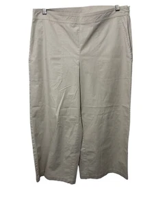 Eileen Fisher Wide Leg Cropped Cotton Beige Pants Medium Business Casual Summer - Picture 1 of 7