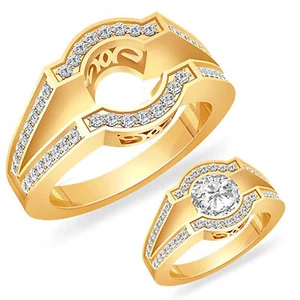 0,50 ct runder Diamant halbmontierter Verlobungsring F VS1 Ehering 14 kt Gold gelb - Bild 1 von 2