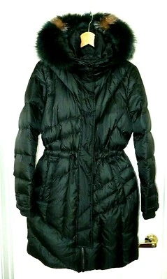 Andrew Marc Down & Fox Fur Puffer Coat, WOW GORGEOUS!-M, black NWOT $595 list - Image 1 of 4