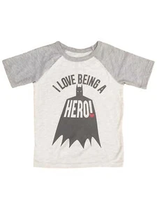 Batman Boys 2 Tone Gray Short Sleeve I Love Being A Hero T-Shirt Tee Shirt 4 - Picture 1 of 1