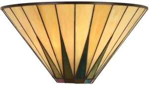 Art Deco Tiffany Wall Light Handmade Iridescent Fan Design Dark Star - Picture 1 of 1