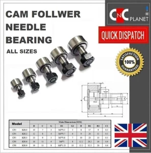 CF3 CF4 CF5 CF6 CF8/ KR10 KR12 KR13 KR16 KR19 Cam Follower Needle Roller Bearing - Picture 1 of 14