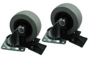 50mm Plate Fix Single Caster Dolly Wheel Swivel With Brake 2 Pair 4 Castors - Picture 1 of 1
