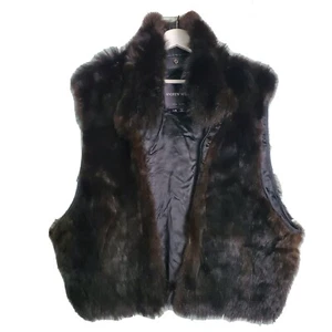 Andrew Marc Brown Opossum Fur Vest Size L - Picture 1 of 5
