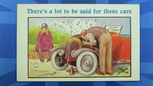 Postal de cómic vintage Reg Maurice década de 1930 Bulldog Morris Cowley desglose de coche - Imagen 1 de 2