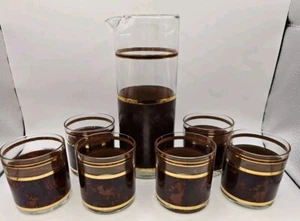 Culver Tortoise Brown & Gold Cocktail Set - Picture 1 of 6