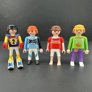 Playmobil Sports Figures LOT 4 Skiing Skier Lifeguard Soccer Basketball Player - Picture 1 of 14