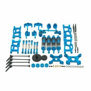 ORIGINALE Wltoys 124019 144001 Kit di aggiornamento lega BLU Bracci di sospensione urti, mozzi - Foto 1 di 16