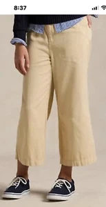Polo Ralph Lauren Girls Cream Wide-Leg Cotton Twill Pant Size 12 NWT 75$+TAX - Picture 1 of 6