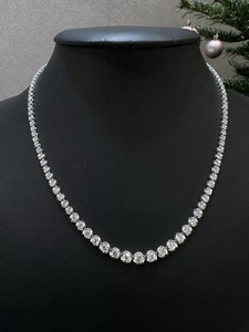 7.88ct F/VS-SI 100% Natural Diamond Graduated Tennis Necklace, 18k White Gold - Picture 1 of 6
