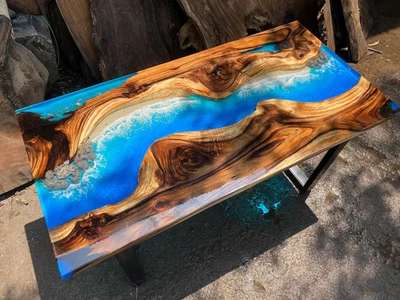 Luxury Ocean Epoxy Resin Table – Unique Handmade Wooden River Furniture - Image 1 of 4