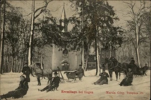 Germany Postcard - Eremitage bei Siegen, Martin Görg, Winter Scene with Sleighs - Picture 1 of 2