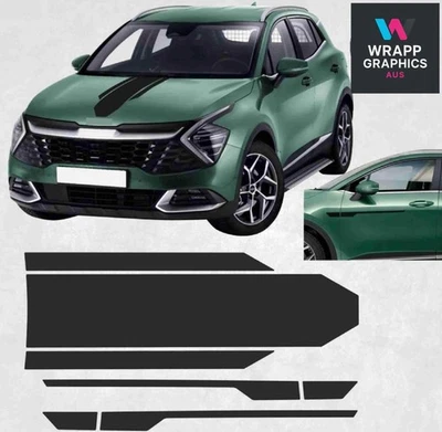 Kit de calcomanías a rayas laterales para capó y panel basculante para Kia Sportage pegatinas premium Foto 1 de 4