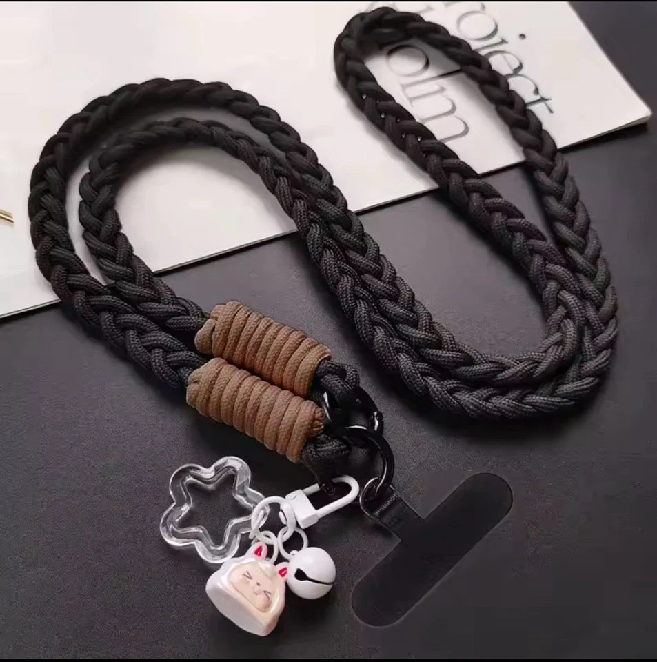 Lange Handykette - schwarz und braun -Lanyard- Umhänge Band-Anti-Verlust 120 cm - Bild 1 von 1