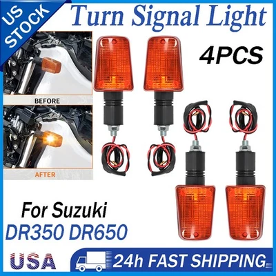 Set of 4 Turn Signals Short-stem For Suzuki DR350 DR650 DR125 DR200 250 GSXR 750 Foto 1 de 4