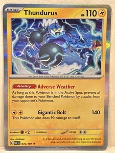 Thundurus Holo - SV03: Obsidian Flames 070/197 - NM Pokemon - Picture 1 of 2